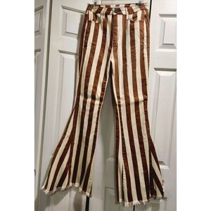 Show Me Your MuMu Striped Brown and White Flare Pants